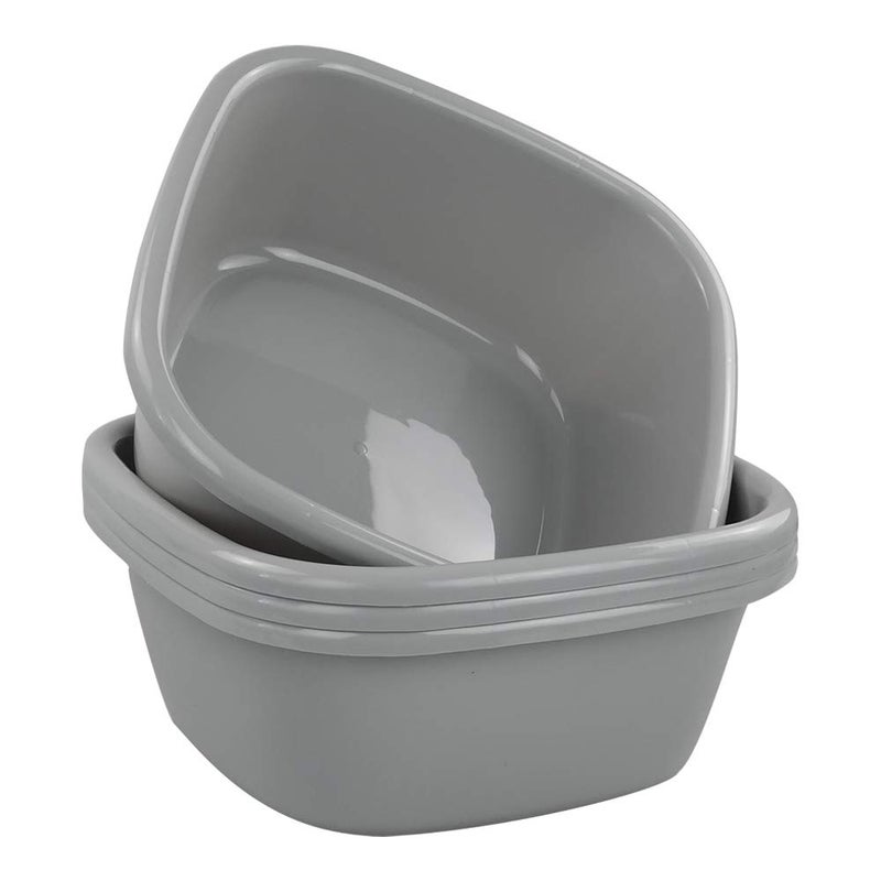 Lesbin 4-Pack 12 Quart Plastic Square Wash Basin, Wash Pan, Gray - Image 1